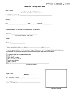 Get Notarized Identity Verification Form in PDF