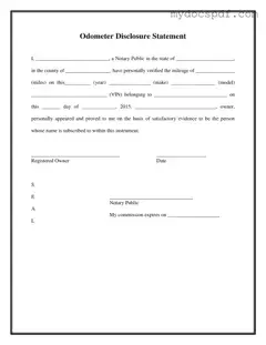 Get Notarized Odometer Statement Form in PDF