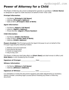 Attorney-Approved Power of Attorney for a Child Template