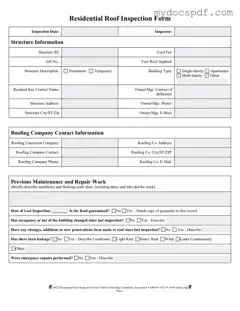 Get Roof Inspection Form in PDF