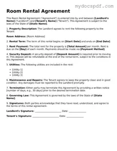 Attorney-Approved Room Rental Agreement Template