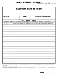 Get Security Guard Daily Report Sample Form in PDF