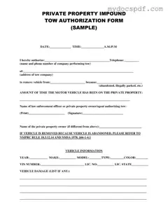 Get Tow Authorization Form in PDF