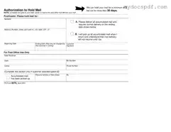 Get Usps Hold Mail Request Form in PDF