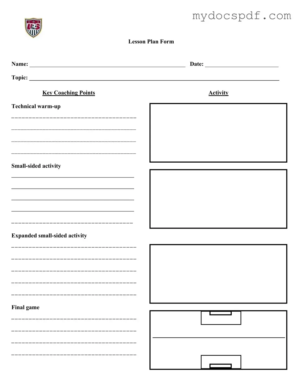 Get Soccer Training Session Plan Form in PDF