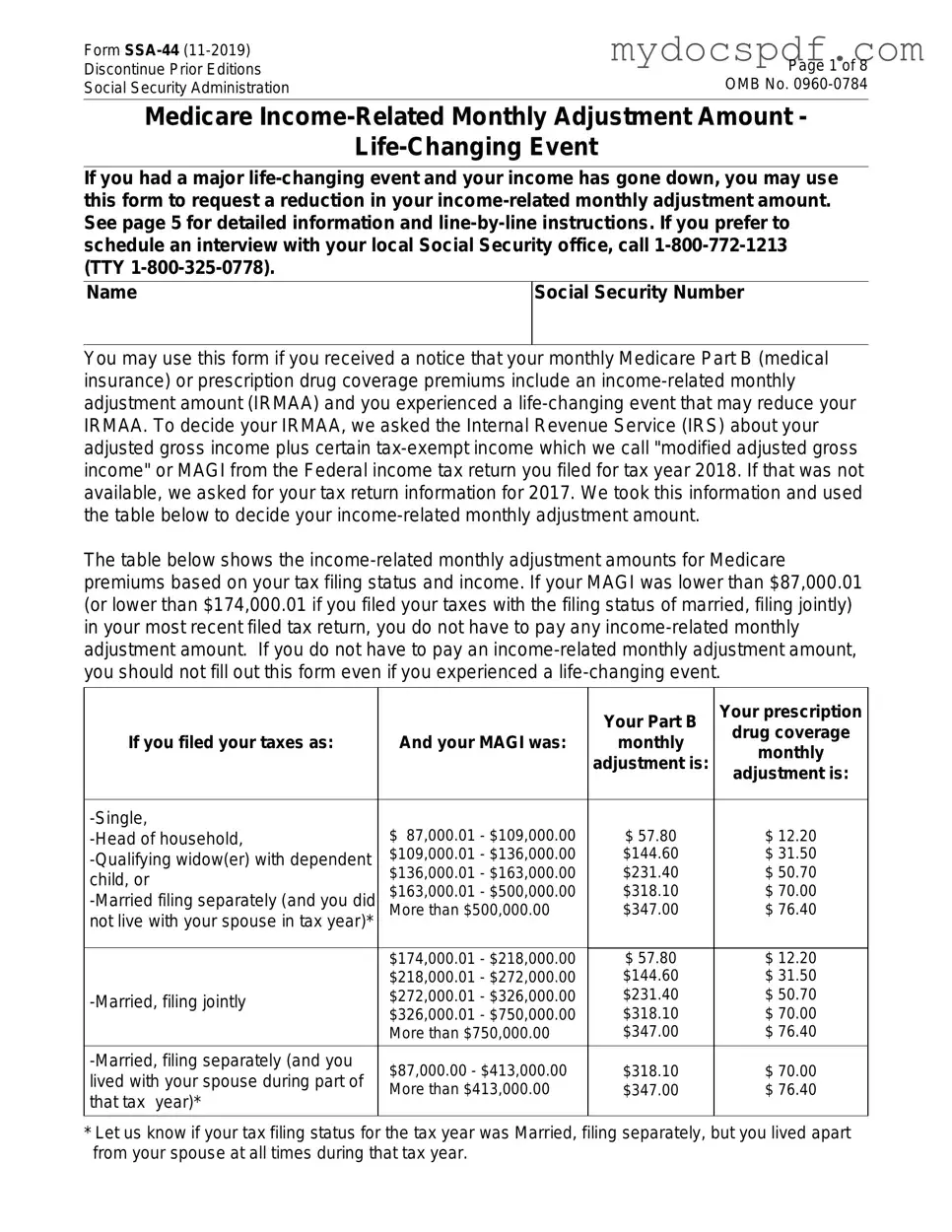 Get SSA SSA-44 Form in PDF