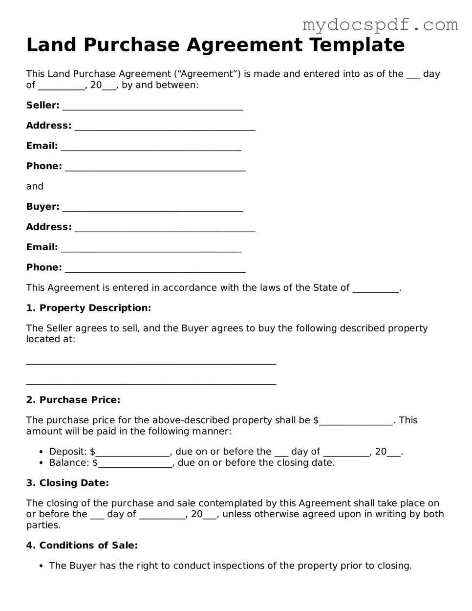 Attorney-Approved Land Purchase Agreement Template