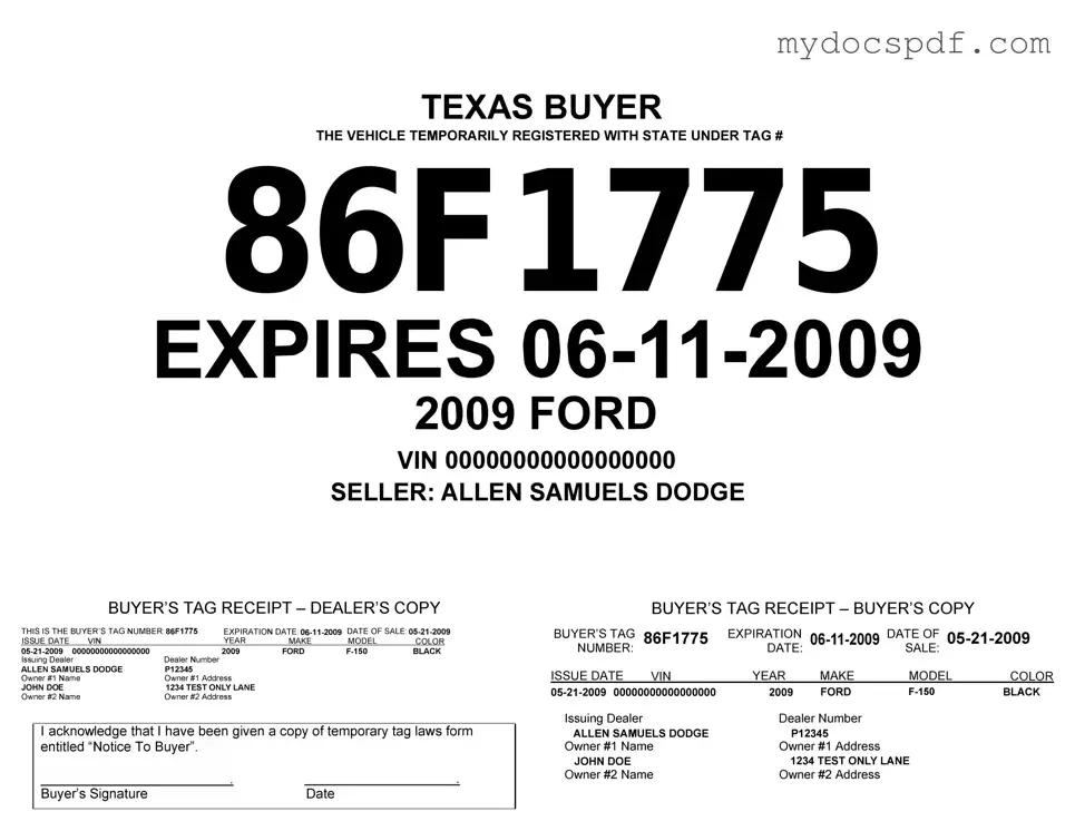Get Texas Temporary Tag Form in PDF