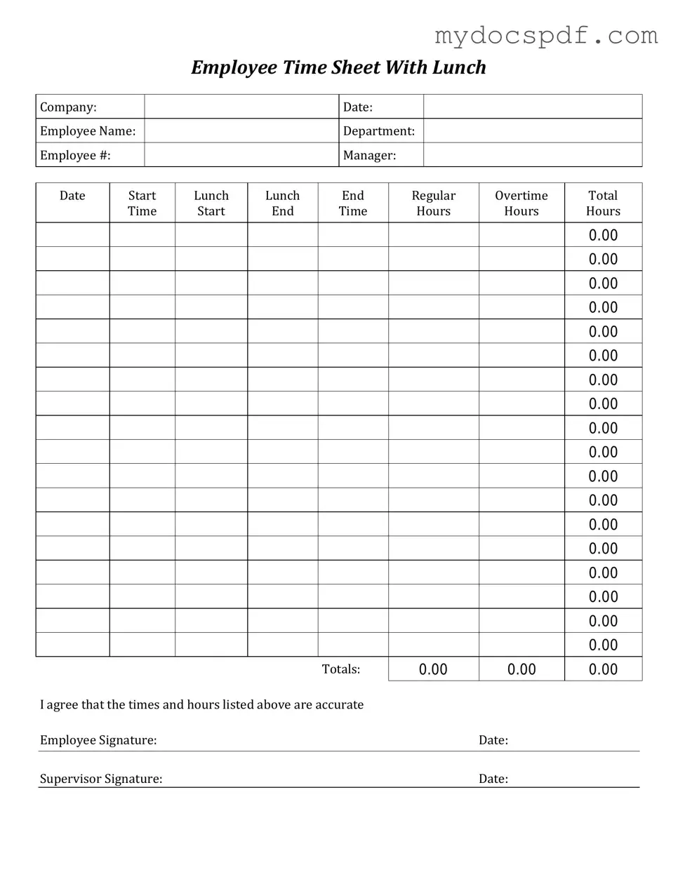 Get Time Card Form in PDF