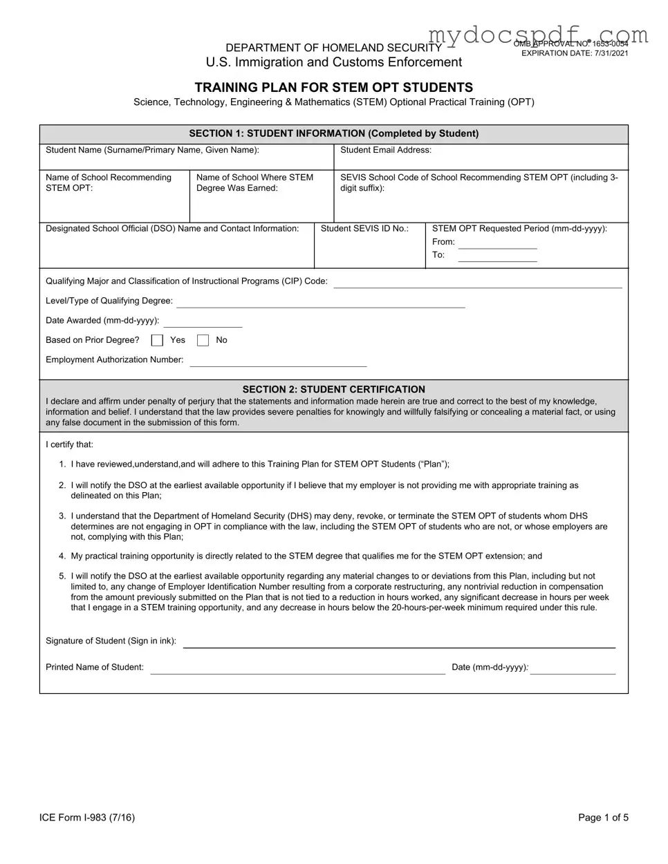Get ICE I-983 Form in PDF