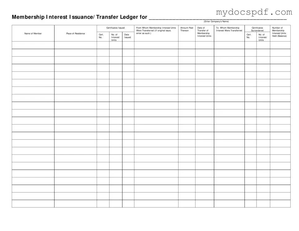 Get Membership Ledger Form in PDF