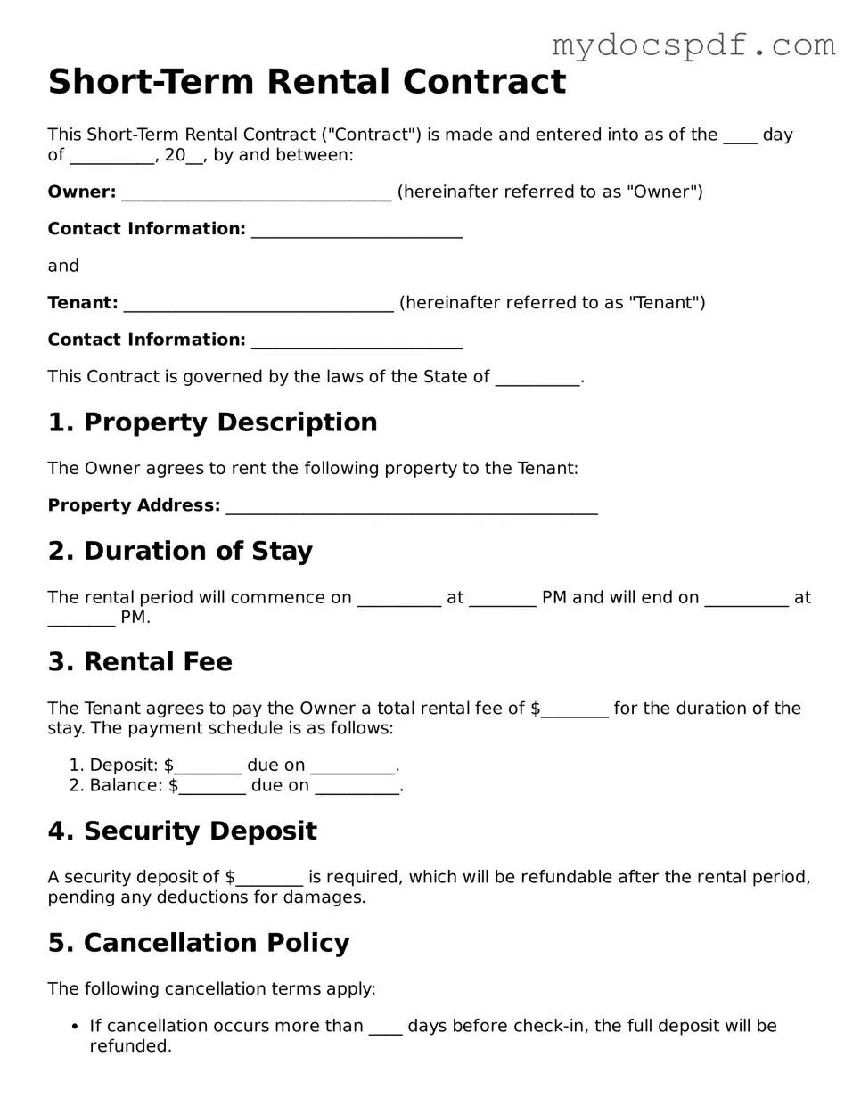 Attorney-Approved Short-Term Rental Contract Template