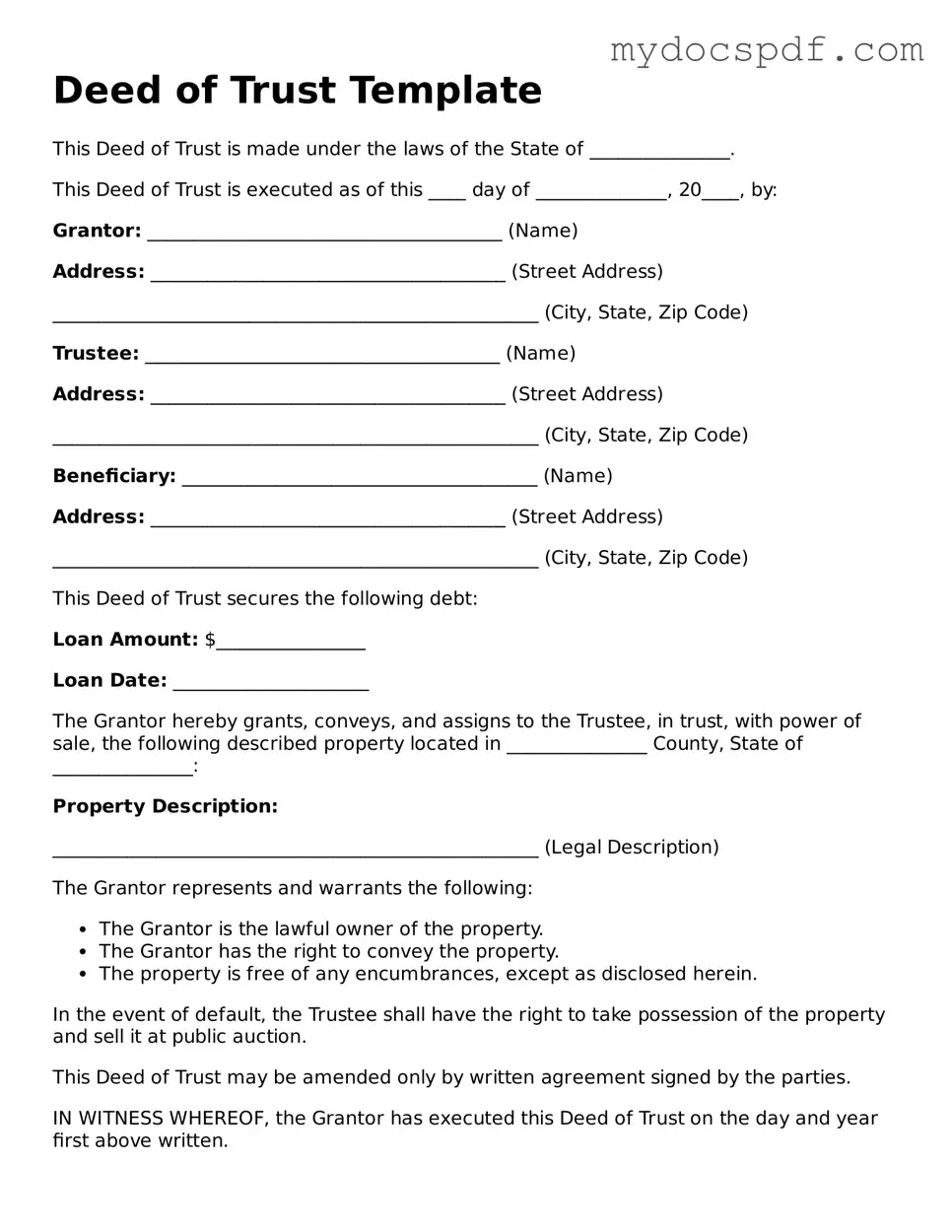 Attorney-Approved Deed of Trust Template