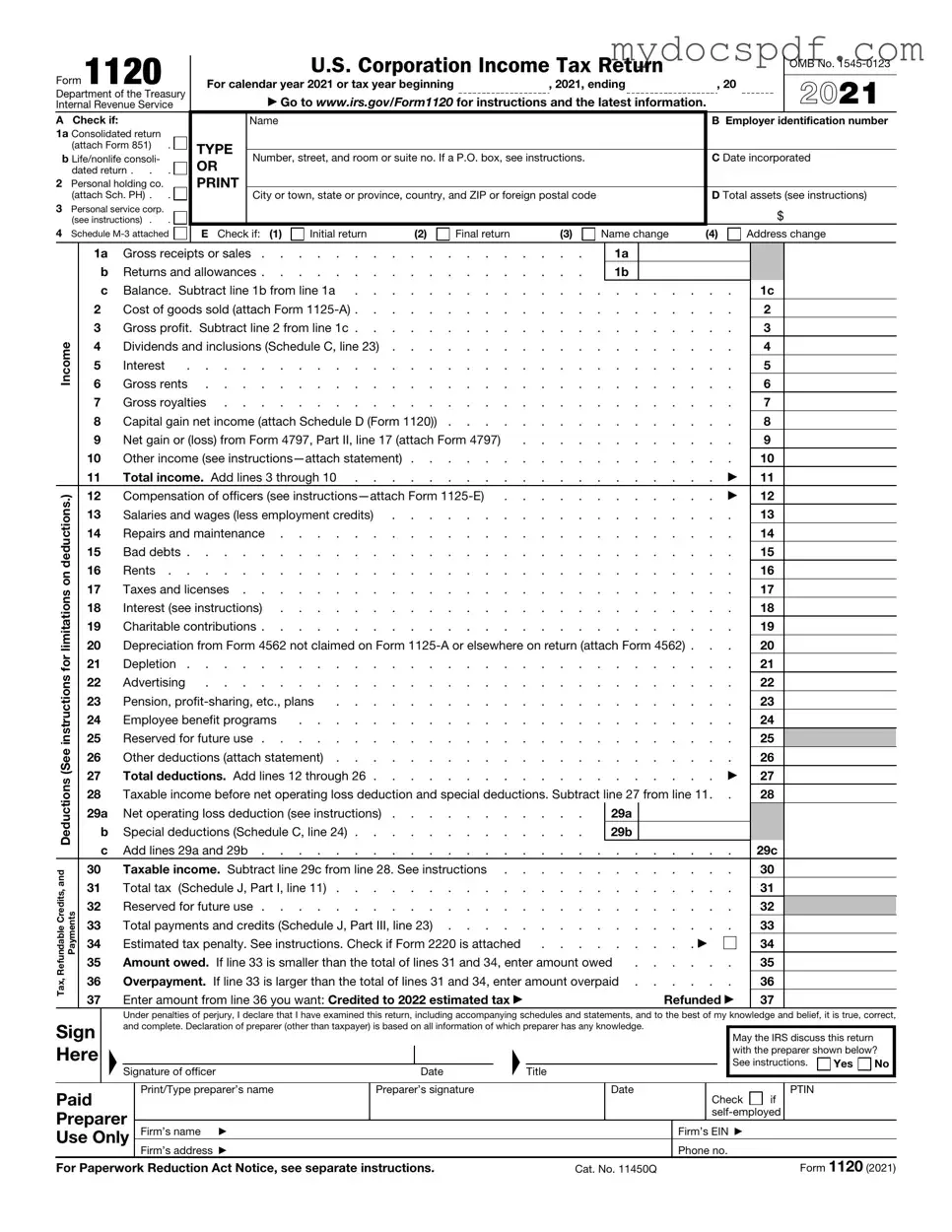 Get IRS 1120 Form in PDF