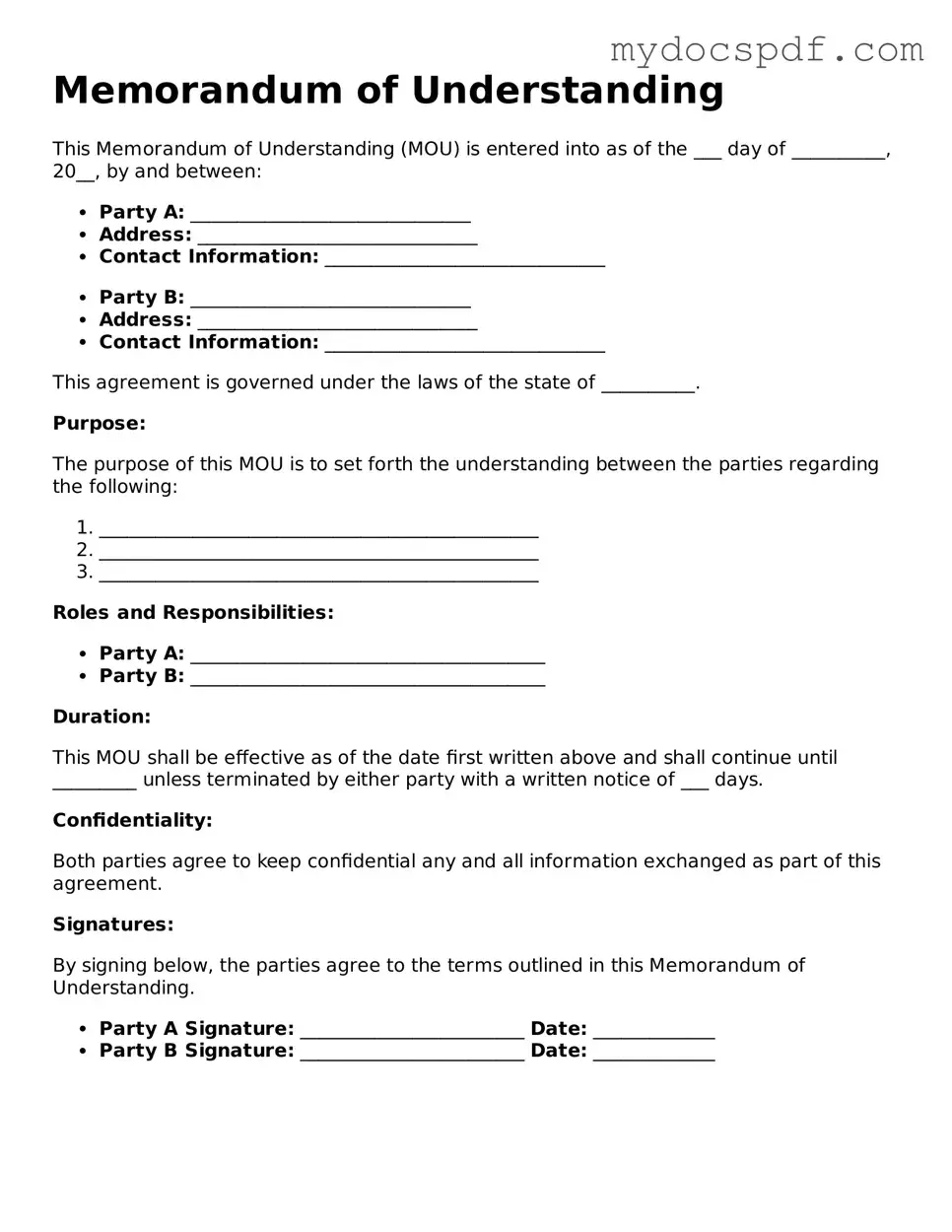 Attorney-Approved Memorandum of Understanding Template