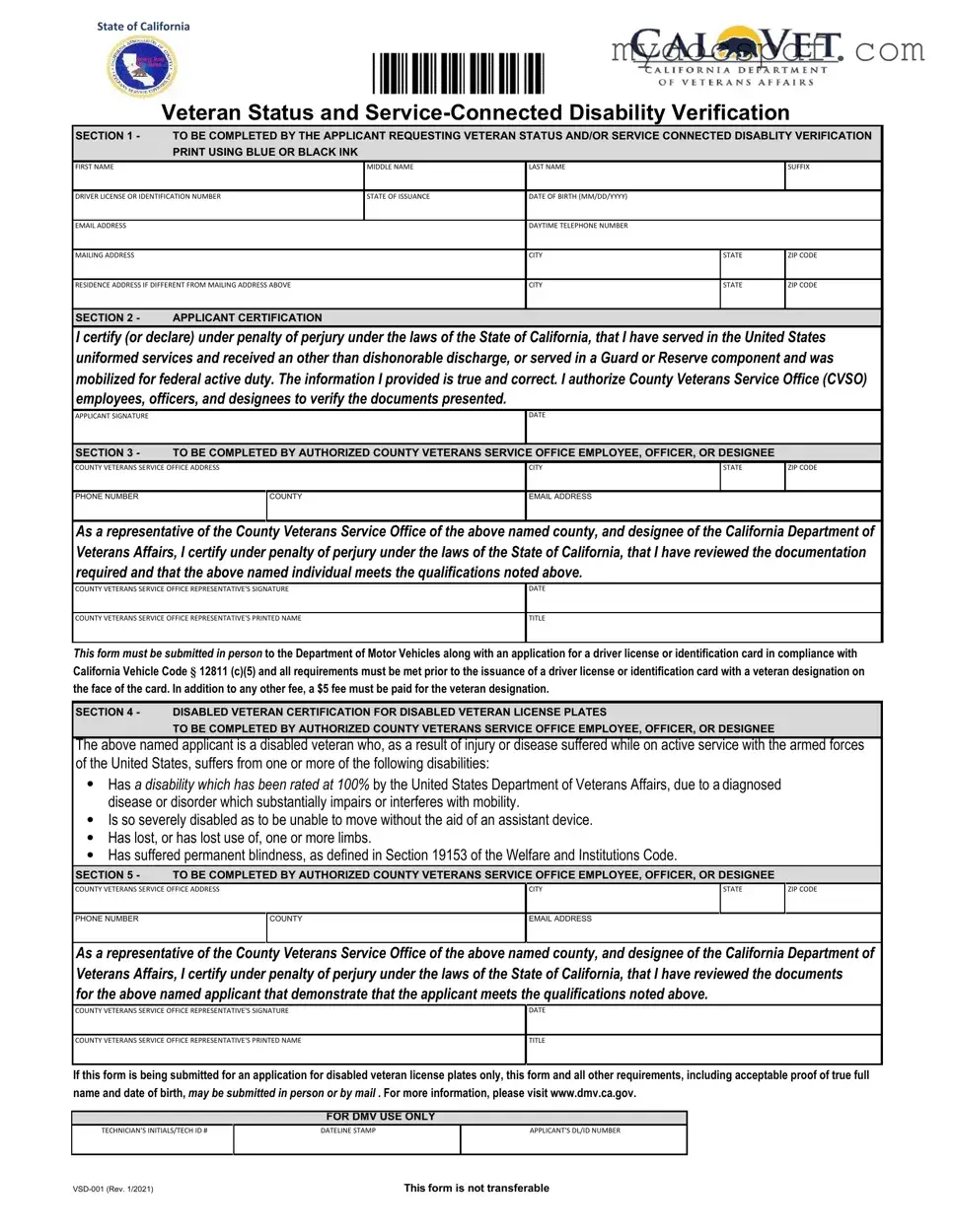 Get Vsd 001 Form in PDF