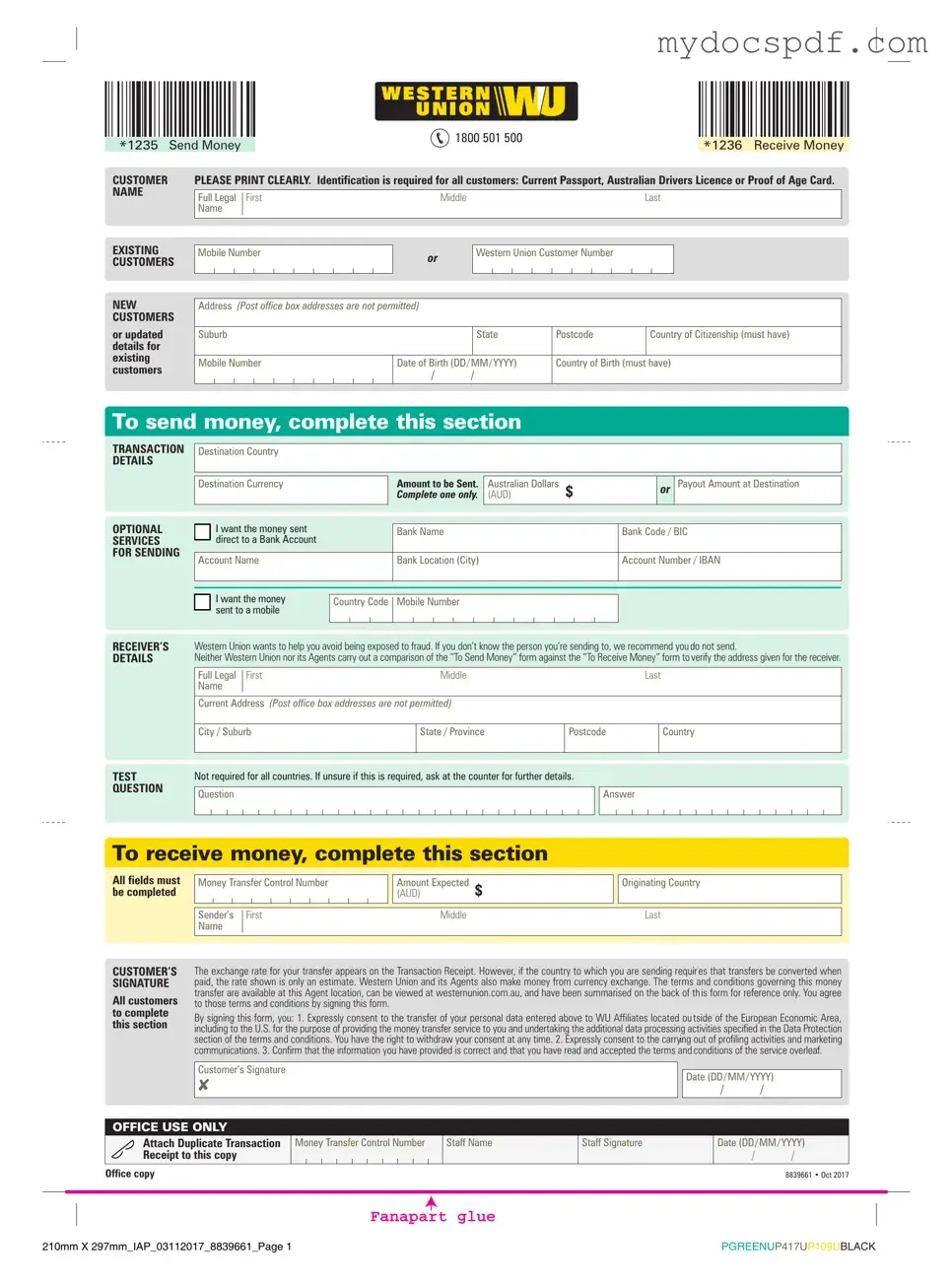 Get Western Union Form in PDF