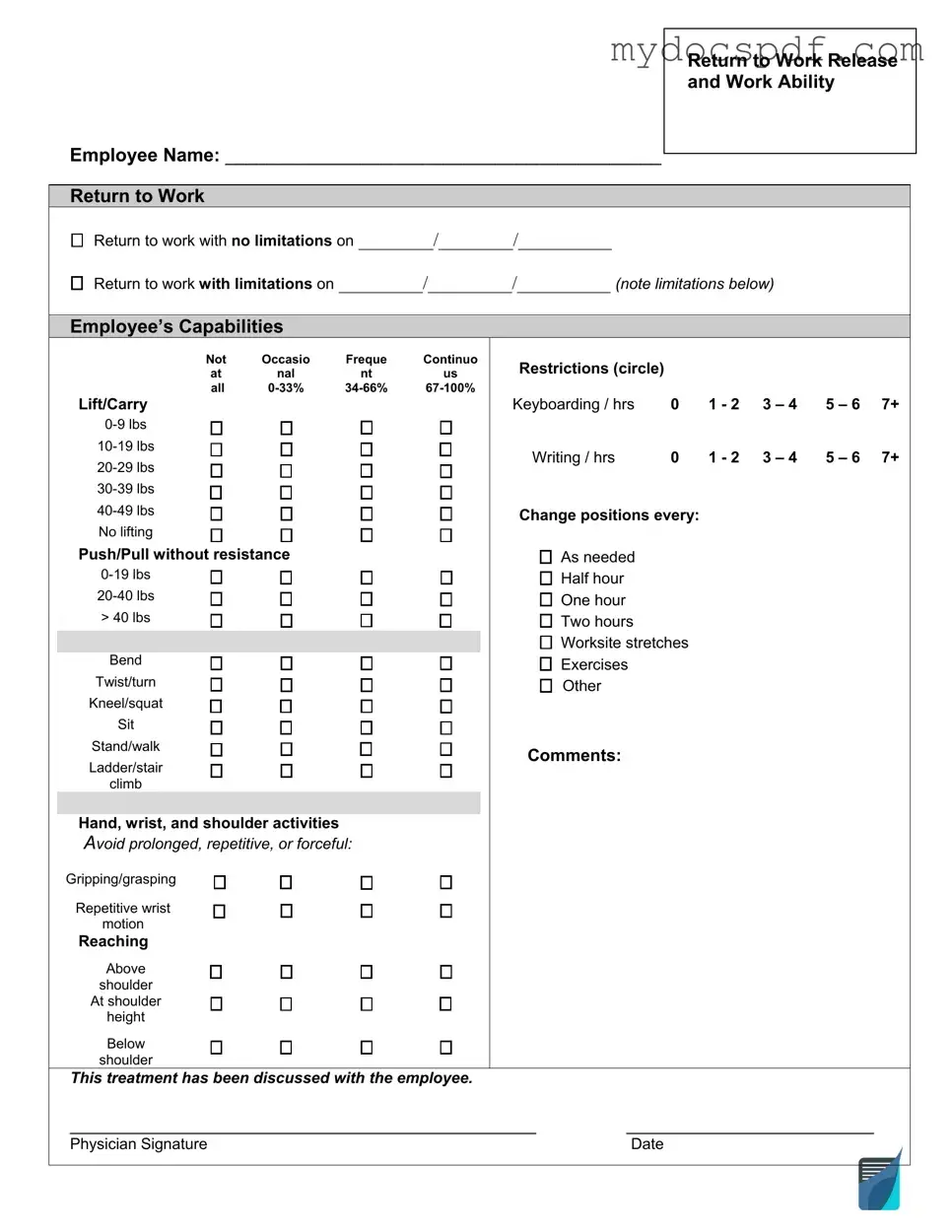 Get Work Release Form in PDF